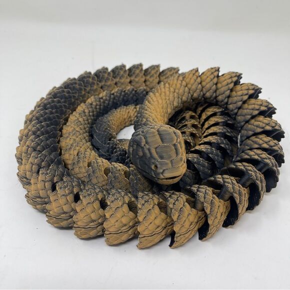 Articulating Snakes 3D Printed 5 Feet (60") Long Black Tan Color Décor Gift - Picture 1 of 7